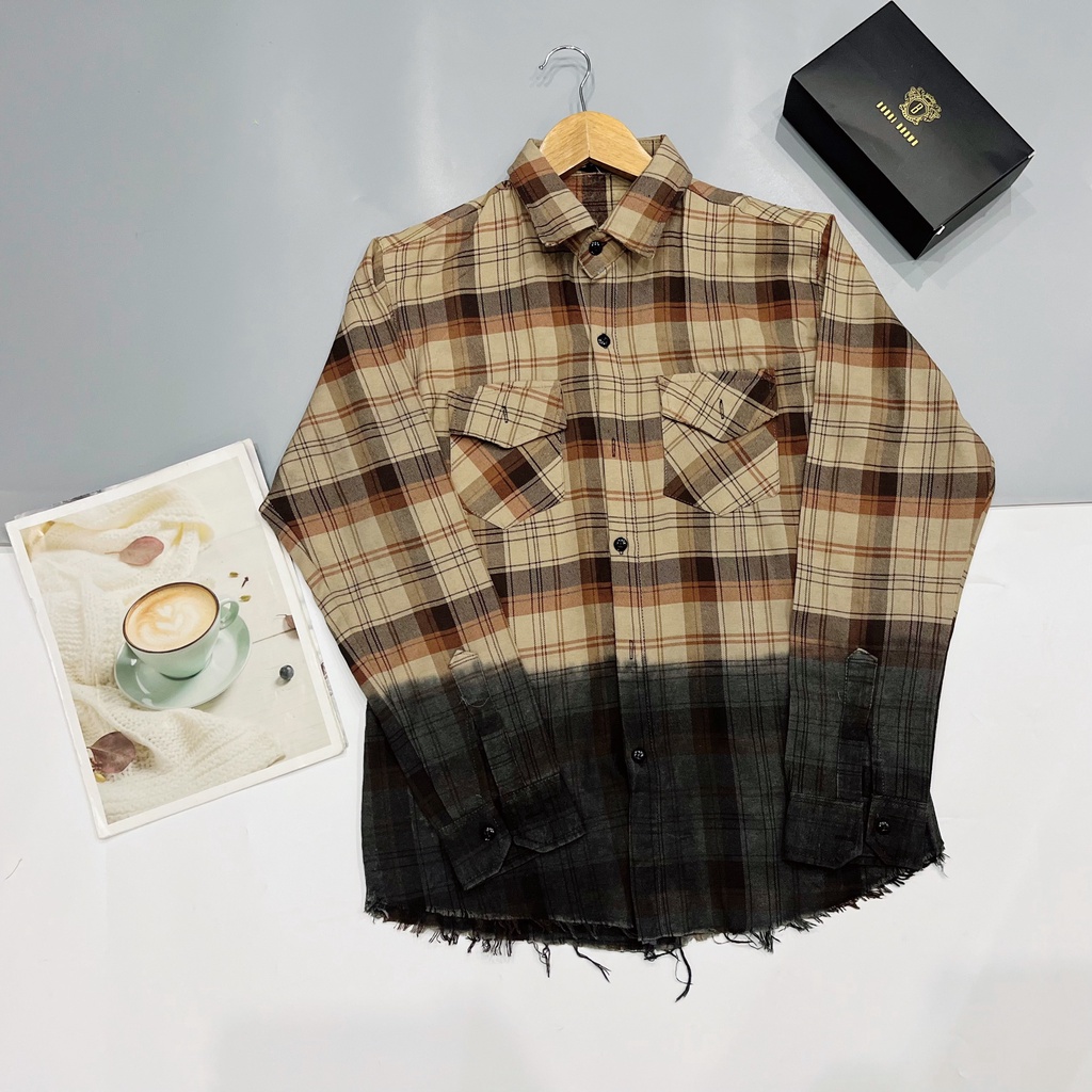 Áo sơ mi cặp nam nữ sọc caro phối chất nỉ thoáng mát phối màu trên dưới phong cách NHUNHI FASHION SM06 | BigBuy360 - bigbuy360.vn