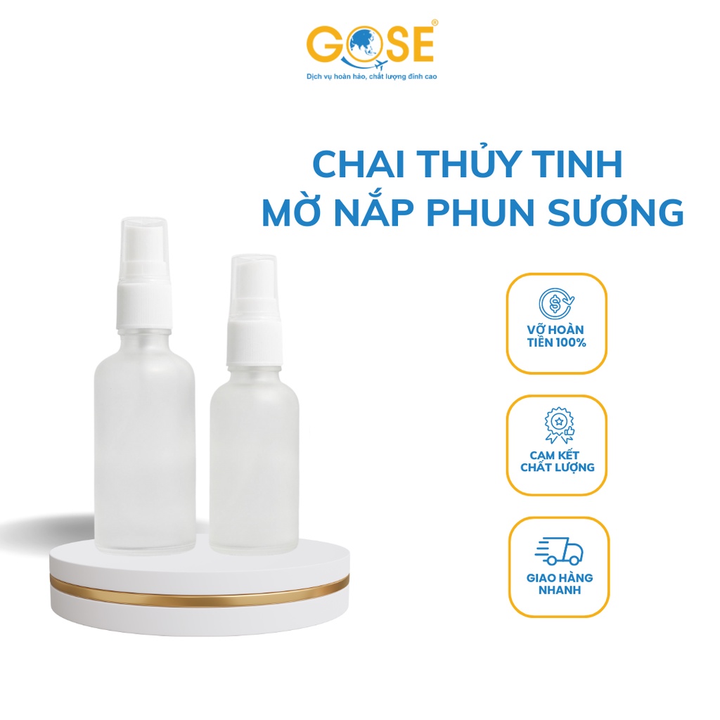 Chai thủy tinh chiết tinh dầu GOSE thân mờ bộ chiết mỹ phẩm serum đầu phun sương