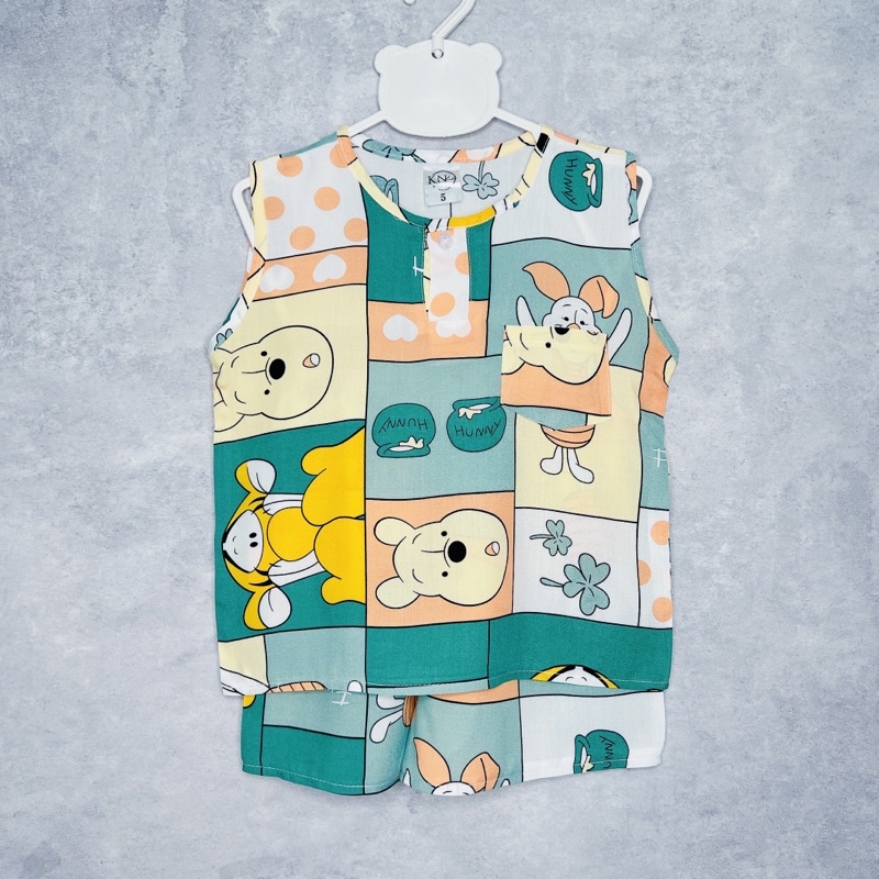 Bộ tole/lanh thiết kế KN Kids bé trai sát nách quần đùi
