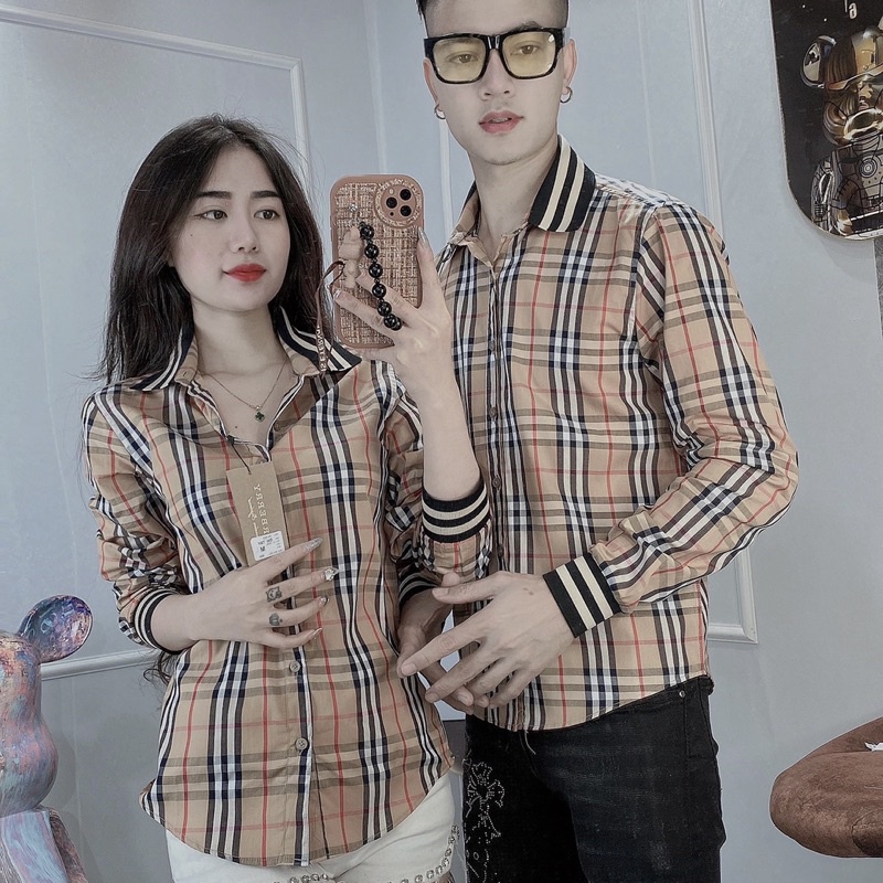 Áo sơ mi nam nữ bbr dài tay thêu , chất liệt cotton không phai màu không xù lông