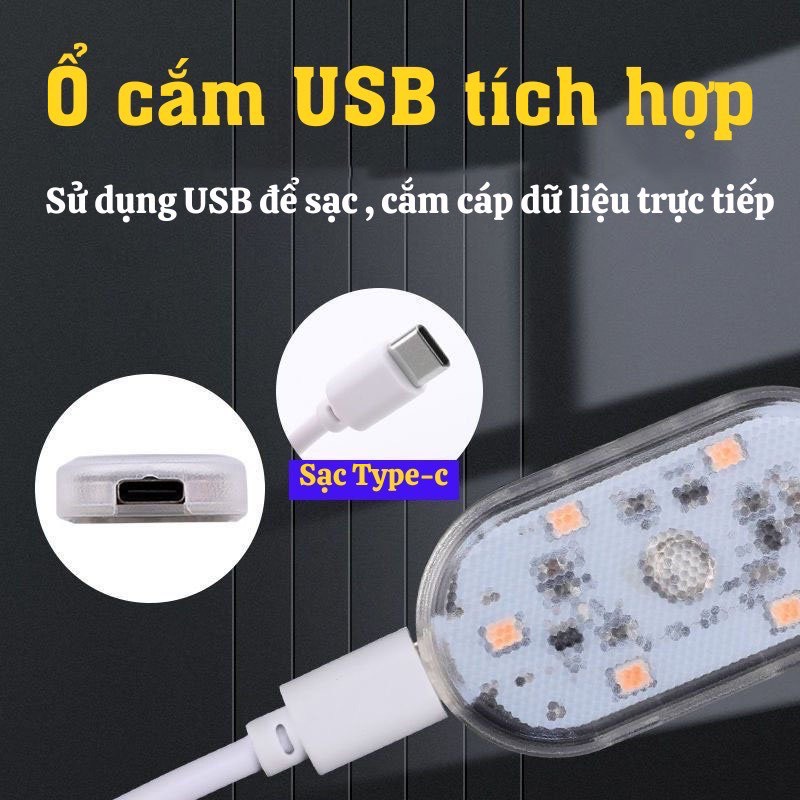 Đèn led cảm ứng không dây gắn trần xe ô tô sạc cổng USB tiện dụng- đèn led gầm nhỏ gọn thông minh