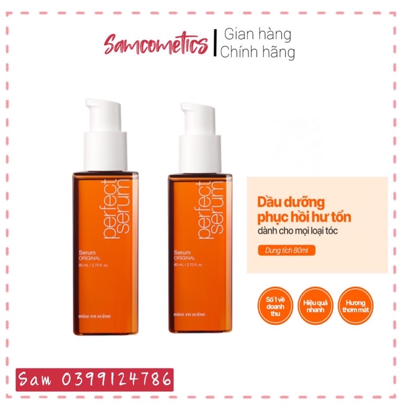 Tinh Chất Dưỡng Tóc Mise en Scene Perfect Serum Original Giúp Phục Hồi Tóc Hư Tổn Mềm Mượt Chắc Khỏe 80ml