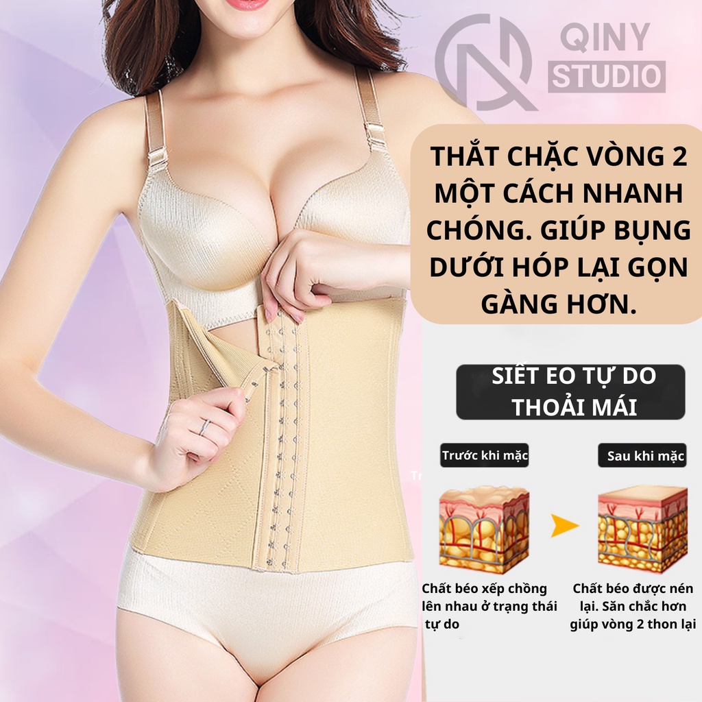 Đai nịt bụng QINY STUDIO gen Latex co giãn định hình chống cuộn siết eo giảm mỡ sau sinh mã 888