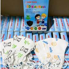 Thùng 100 chiếc Khẩu Trang 5D Kids Nhật Minh Dày Dặn gói 10 cái dành cho bé từ 1-5 Tuổi