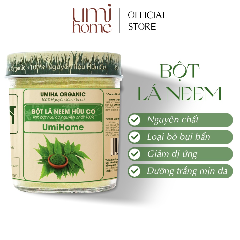 Bột lá Neem nguyên chất UMIHOME dùng đắp mặt nạ 135G