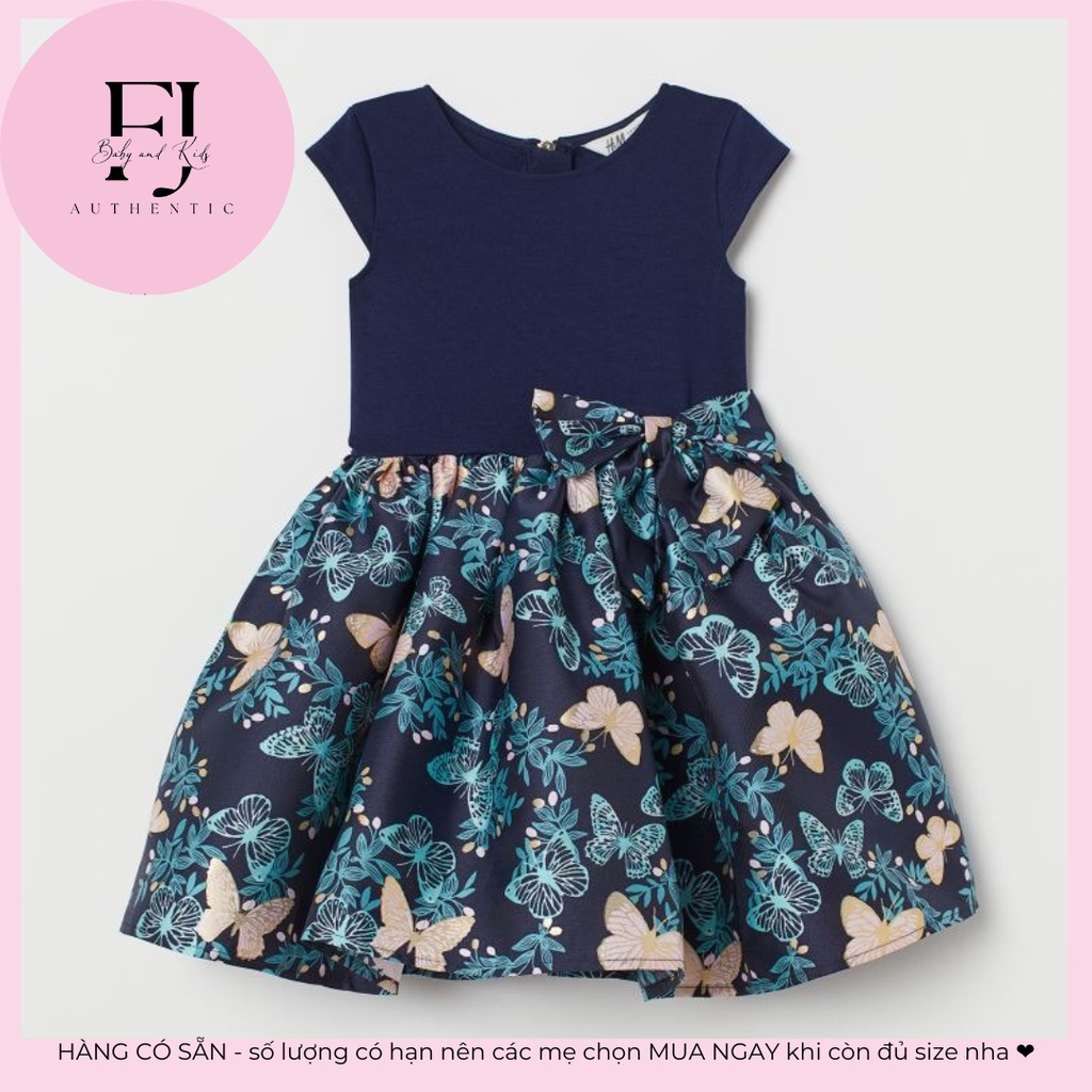 Váy trẻ em chính hãng HM, váy bé gái đầm công chúa họa tiết, hàng hiệu cho bé Size 18-24m