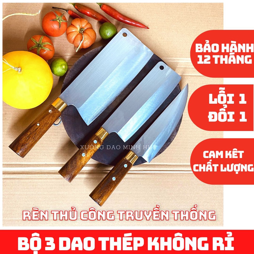 Bộ dao thép nhật không rỉ hàng rèn thủ công cao cấp xưởng dao minh huệ