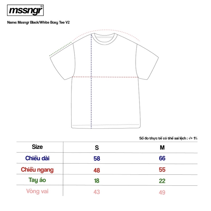 MSSNGR BSIC BLACK BOXY T-SHIRT