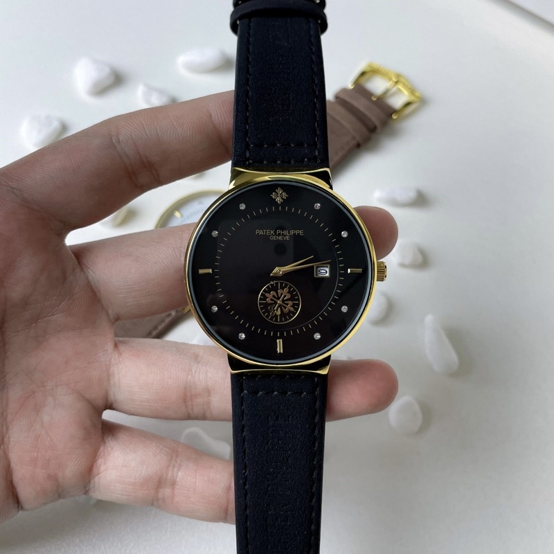 Đồng hồ nam Watchshop dây da mặt tròn đồng hồ đeo tay nam thời trang cá tính