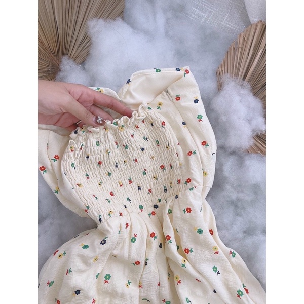 ĐẦM MIDI CUP NGỰC IN HOA