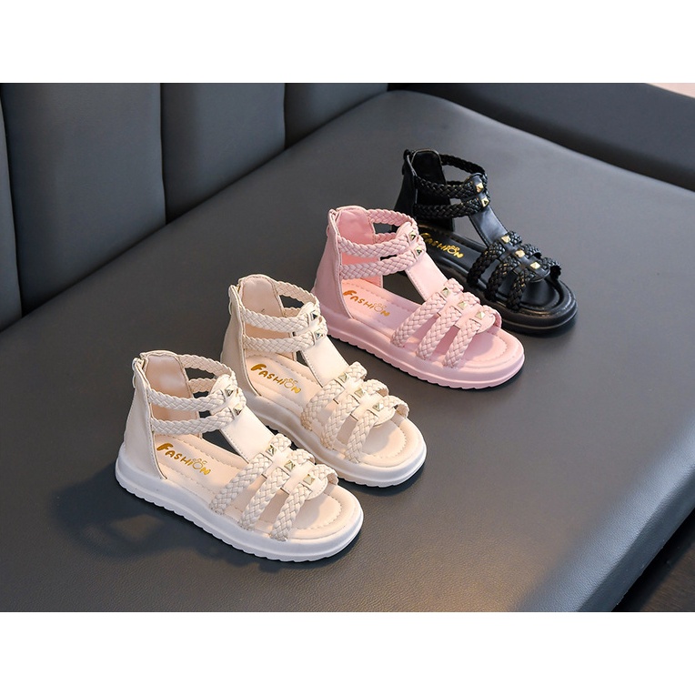 Dandal-Dép Chiến Binh Bằng da đế thấp thời trang hè cho bé gái 3-15 tuổi
