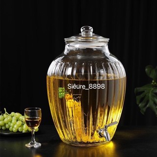 Bình Ngâm Rượu Thủy Tinh Sọc , 10 Lít Không Van