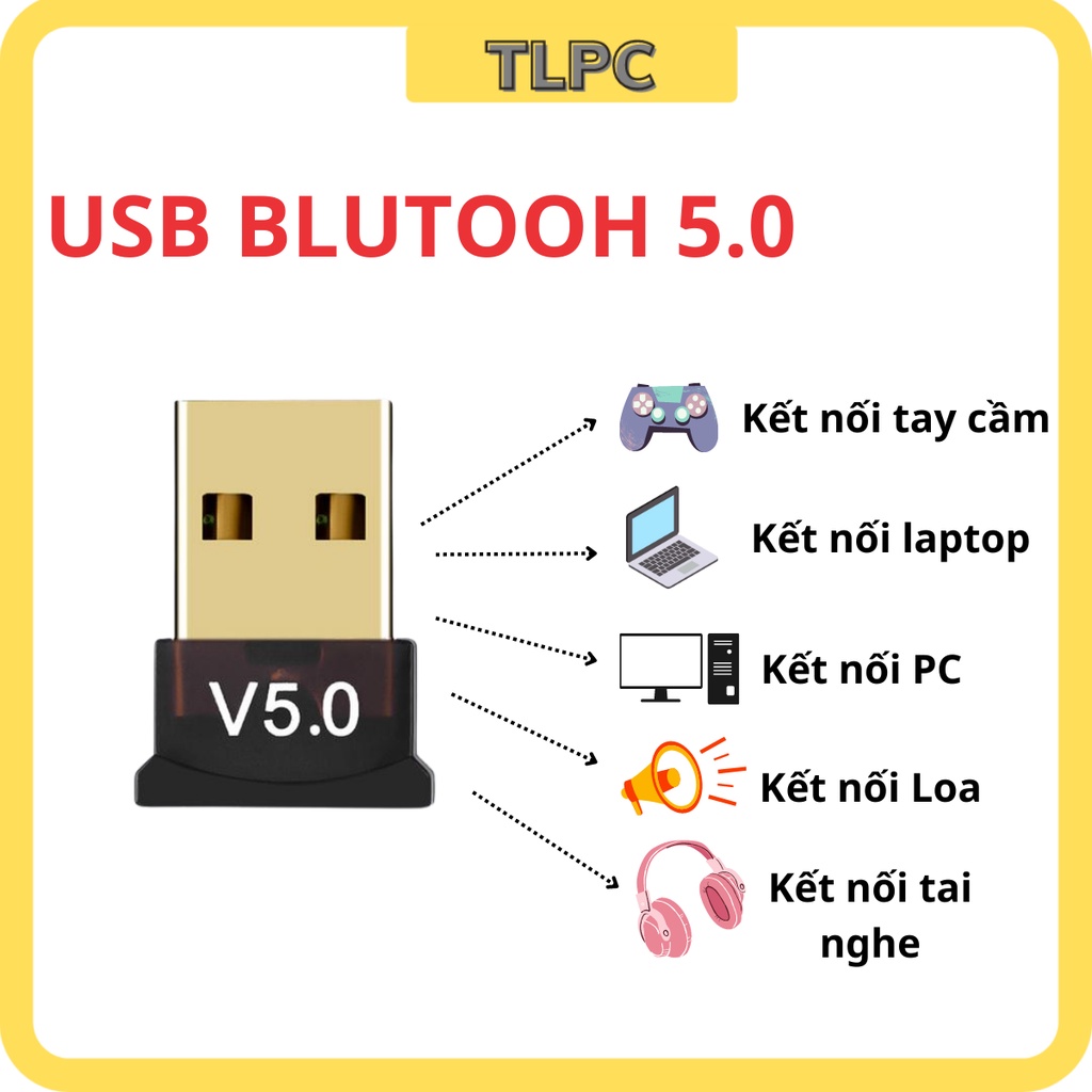 USB Bluetooth GLOWAY 5.0 GL 508 giúp máy tính bàn máy tính cây laptop thu phát sóng bluetooth hàng chính hãng