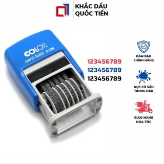 Con dấu xoay 6 chữ số, có kèm mực sẵn đóng trên giấy và mọi chất liệu, chữ cao 3mm s126