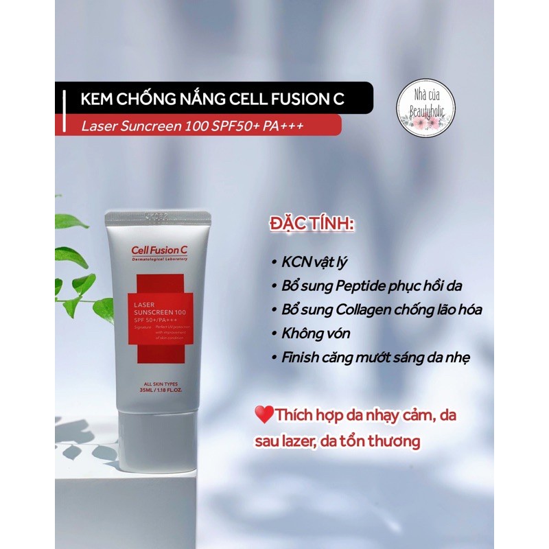 Kem chống nắng Cell Fusion C nâng tone trắng da Hàn Quốc giúp tái tạo da chống lão hóa . !