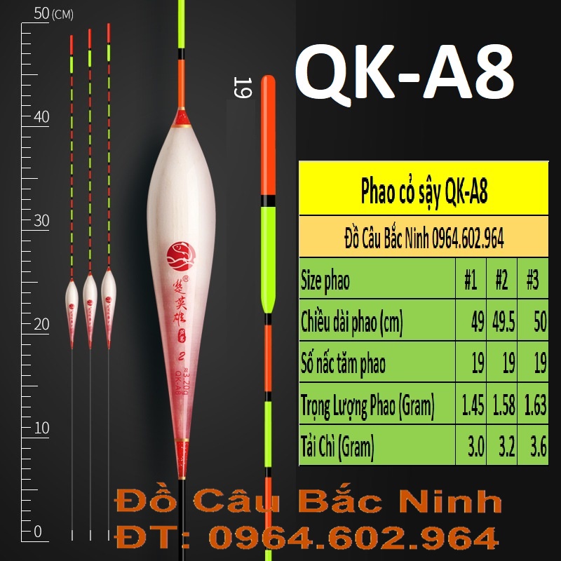 Phao cỏ sậy QK-A1 phao câu cá chép, phao câu đài, câu đơn.