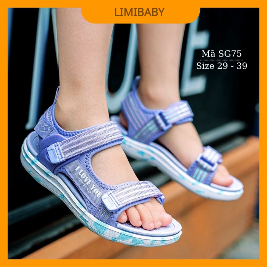 Dép sandal bé gái 5 - 12 tuổi siêu nhẹ quai dán tiện dụng phong cách Hàn Quốc đi học đi chơi SG75