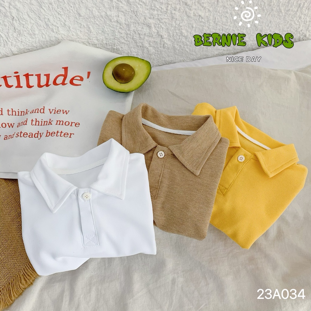 Áo phông polo trơn basic cộc tay Bernie cho bé trai bé gái