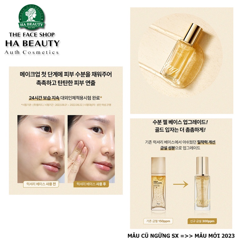 Kem lót trang điểm dưỡng da chống lão hóa nếp nhăn The Face Shop fmgt Gold Collagen Ampoule Luxury Base 40ml