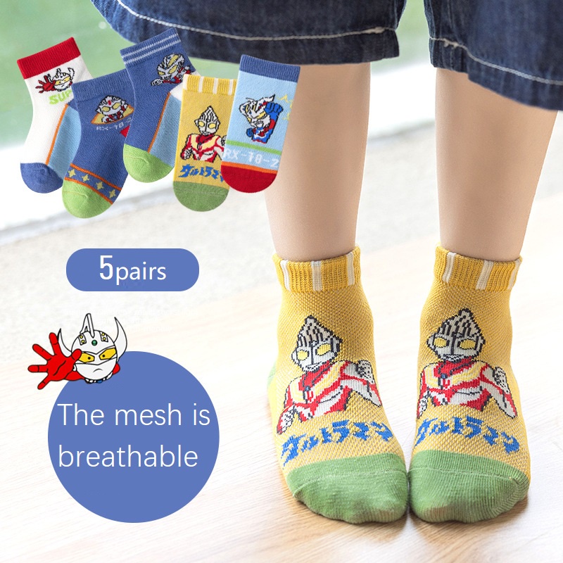Bộ 5 Đôi Vớ Cotton In Họa Tiết Hoạt Hình Dễ Thương Cho Bé Từ 1 Đến 12 Tuổi