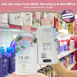 Sữa tắm olay fresh outlast white strawberry & mint 887ml/ mùi hương thư giãn của dâu trắng - bạc hà