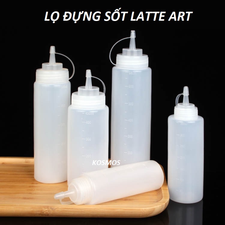 Lọ đựng siro pha chế, nước sốt caramel làm cafe latte art (chất liệu nhựa PP)