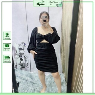 BIGSIZE ĐẦM TAY DÀI THUN GÂN CUTOUT EO XOẮN NGỰC