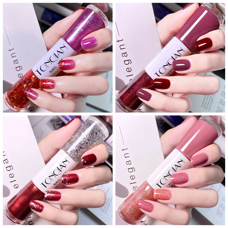 ✨✨Vào Năm 2023, Sơn Móng Tay Hai Tông Màu TikTok Nổi Tiếng Với Màu Sắc Nhấp Nháy Cùng Xu Hướng Đẹp, Cho Nữ Sinh, Trình Diễn Tay Trắng