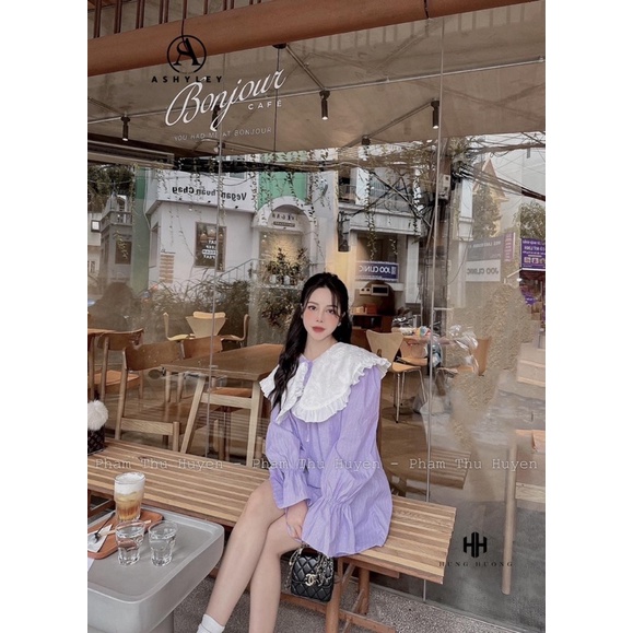 Set áo sơmi cổ sen mix chân váy ren