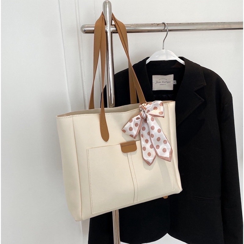 Túi xách nữ tote công sở KHĂN da đựng sách vở quần áo laptop tặng kèm khăn T650