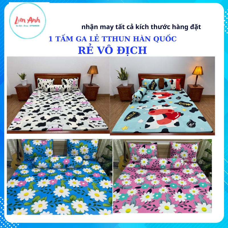 Ga giường lẻ thun lạnh hàn quốc in 3D cao cấp đủ kích thước