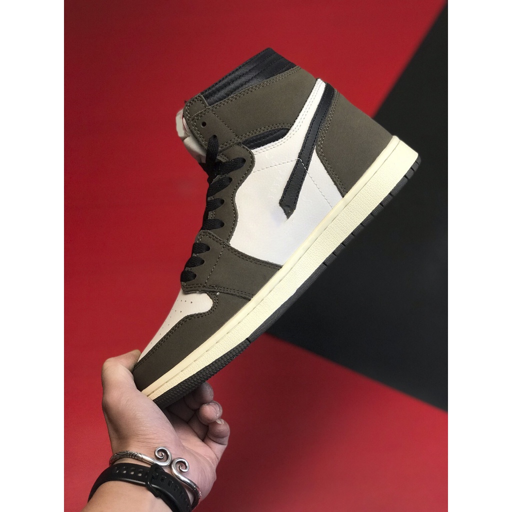 Giày Thể Thao Sneakers Air Jordan 1 Retro High Travis Scott Xám Nâu Phù Hợp Cho Cả Nam Và Nữ