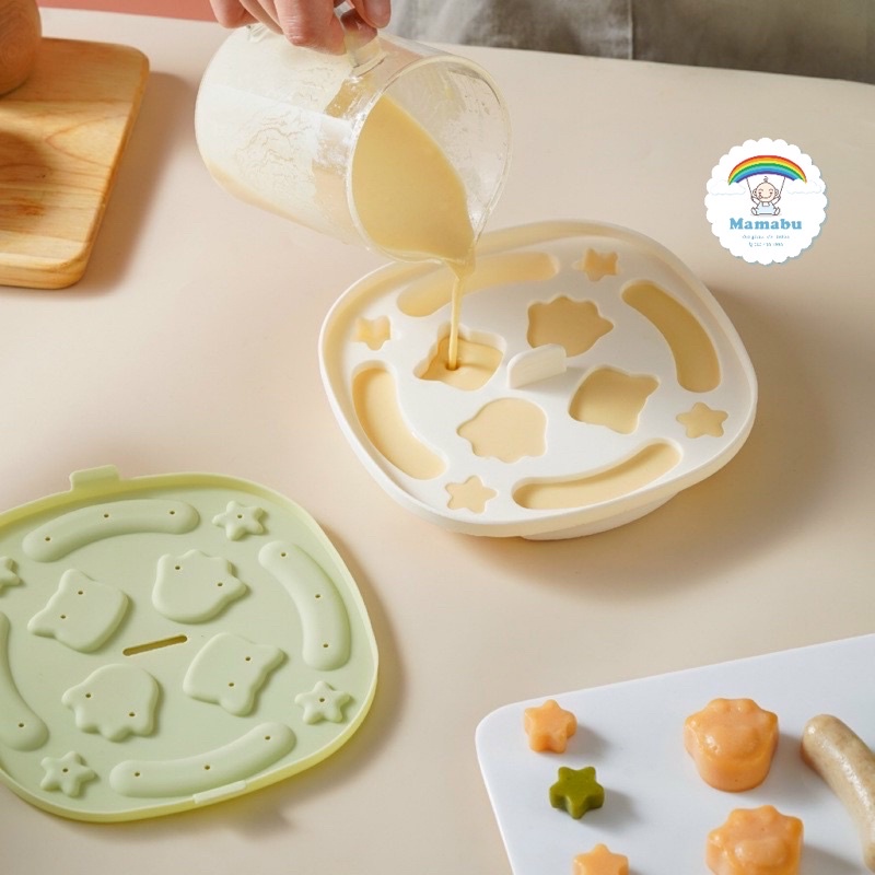 Khuôn Silicon Làm Bánh Flan, Thạch Pudding, Khuôn Hấp Bánh Nướng Bánh Có Nắp Đậy Chế Biến Đồ Ăn Dặm Cho Bé Mamabu