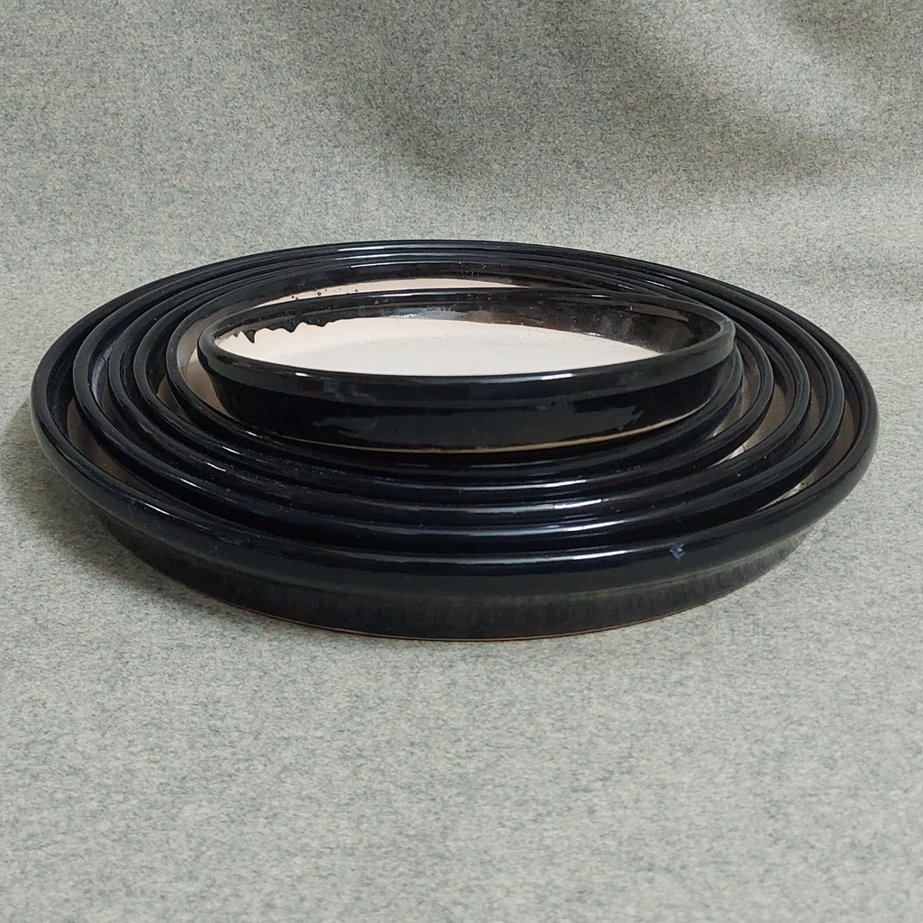 Đĩa lót chậu, đĩa tráng men đen Bông Garden lót chậu cây các loại nhiều kích thước hình tròn