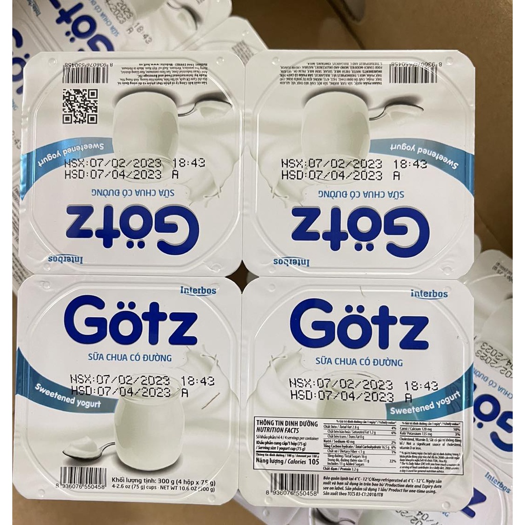 [ Lốc 4 hộp ] Sữa chua có đường Gotz