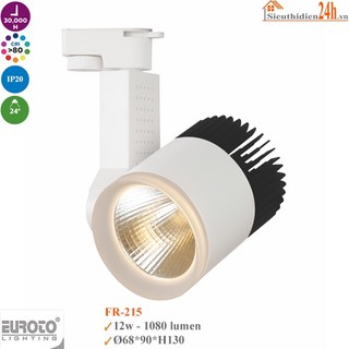 Đèn rọi ray công suất 12W phạm vi chiếu sáng 7m góc chiếu 24 độ CRI 90 bảo hành 2 năm