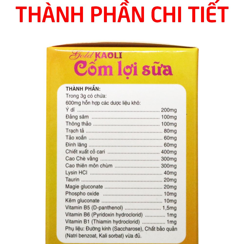 Cốm lợi sữa Gold Kaoli giúp tăng tiết sữa, bổ sung kẽm, vitamin và dưỡng chất cho mẹ và bé- Hộp 20 gói [Cốm lợi sữa]