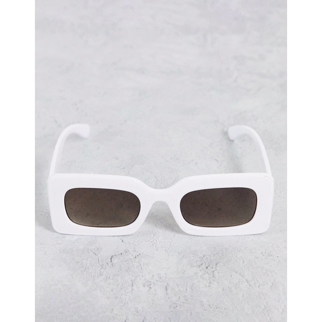 Kính Pull&Bear square sunglasses in white Auth Chính Hãng
