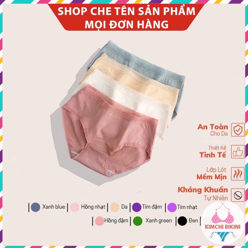 Quần lót cotton lì đáy kháng khuẩn KIMCHIBIKINI chip nữ trơn siêu đẹp mềm mại thoáng mát QL179