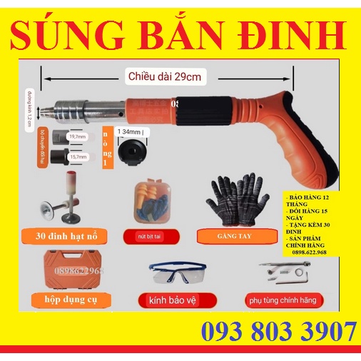 Súng bắn đinh, máy bắn đinh kèm 100 đinh hạt nổ- thế hệ PRO (BẢO HÀNH 12 THÁNG) - SÚNG BẮN ĐINH CHO THỢ KỸ THUẬT 2023