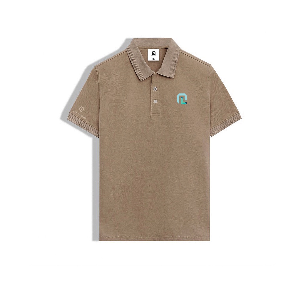Áo Polo thêu Logo xanh Quang Linh - 100% Cotton Cá Sấu.