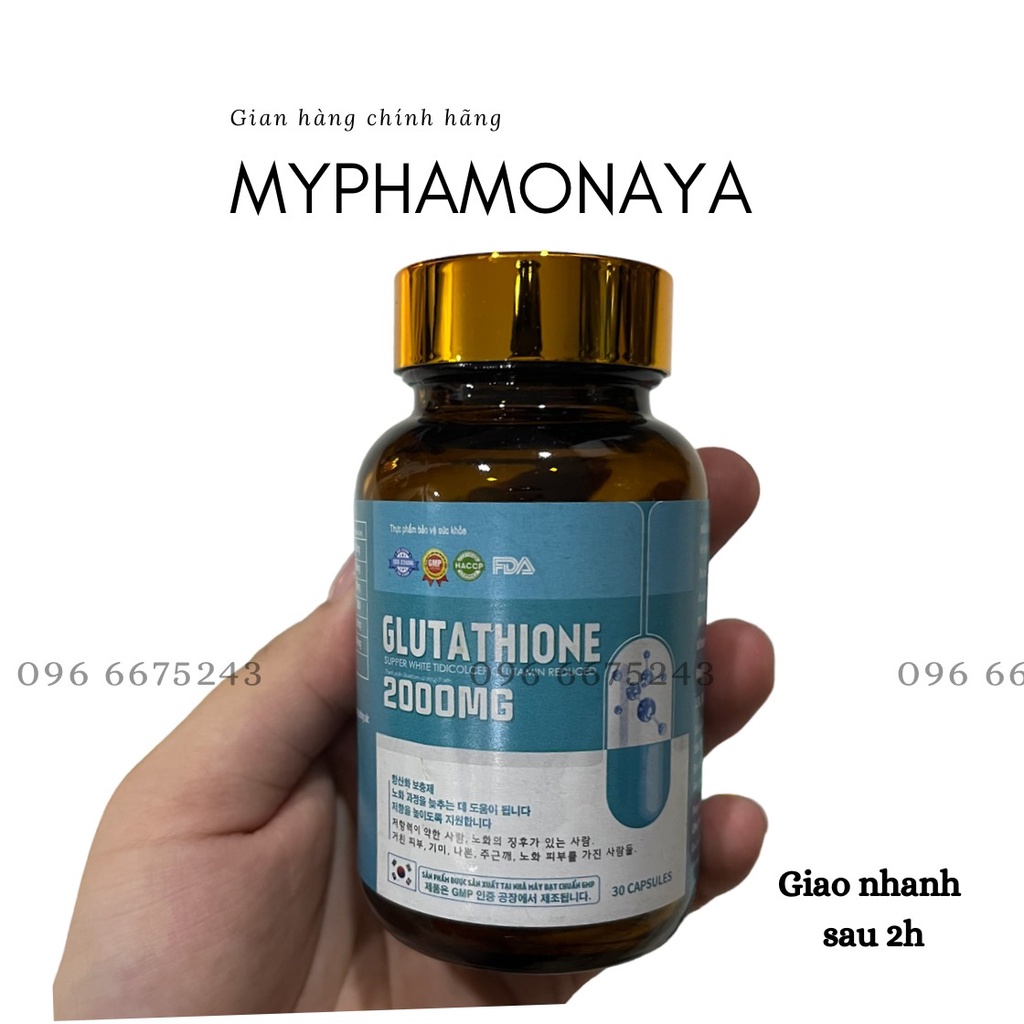Viên uống trắng da Glutathione 2000mg hộp 30 viên trắng bật tông tức thì **mẫu mới2022