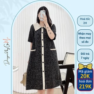 Váy bầu bigsize 40-100kg váy bầu thu đông - đầm bầu gume dạ tiêu cúc bọc dáng xuông 2 màu gm047