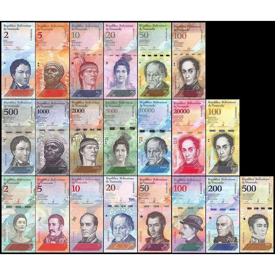 Full Bộ 21 tờ Venezuela mới đẹp lung linh kỷ niệm, sưu tầm, biếu tặng Lì Xì Tết độc đáo