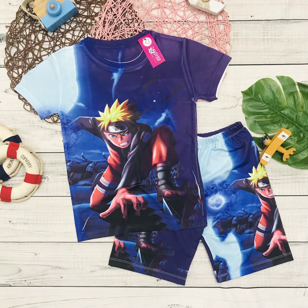 Đồ bộ bé trai, bộ thun lạnh in hoạt hình Naruto cho bé trai nhiều màu chất đẹp size đại từ 10- 57kg