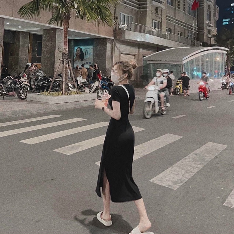 Đầm Thun ctong Cổ tròn siêu hót
