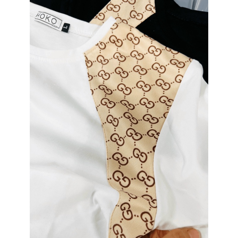 Áo Thun Nam Cổ Tròn Vải Cotton Co Giãn Tốt Tay Ngắn Phối Vai 2 Màu Phong Cách Hàn Quốc NEW UNISEX