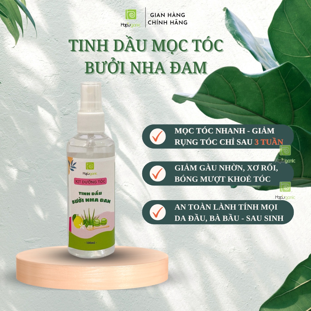 Xịt tinh dầu Bưởi Nha Đam kích mọc tóc Hapu Organic 100ml