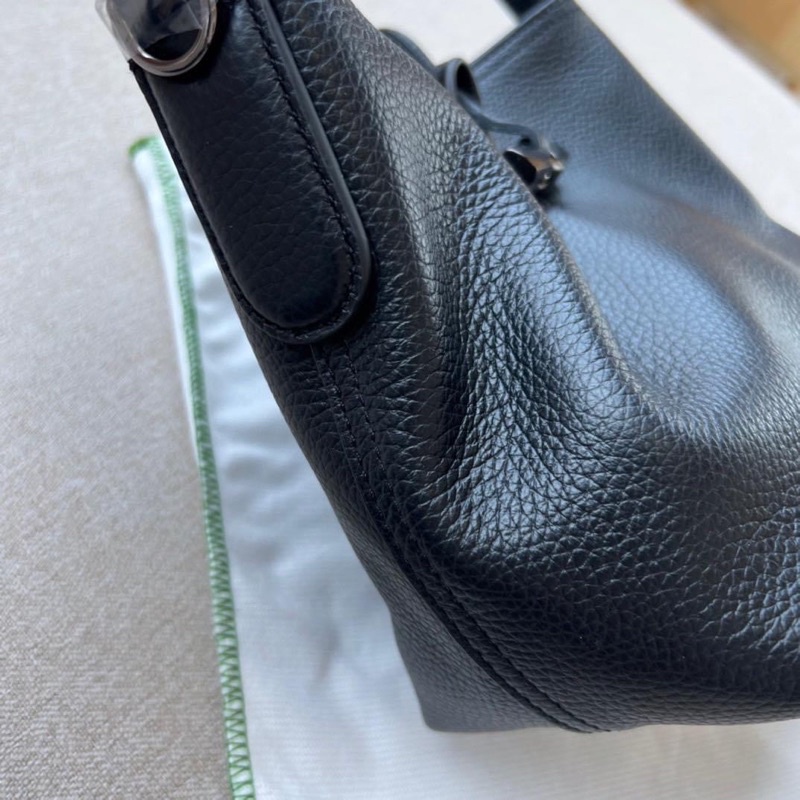 TNS-Túi bucket da thật  Lonchamp bucket bag--Tone nâu xám classic sang trọng