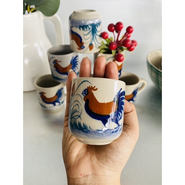 Tách Gà Nhỏ Hoạ Tiết Gà / Trúc Xanh 6*6cm